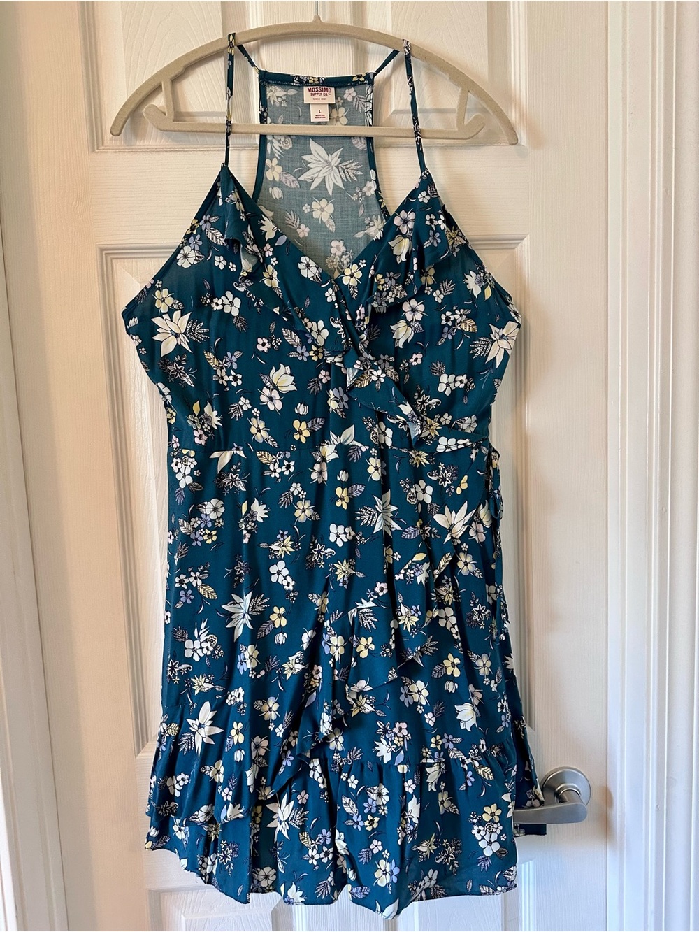 Mossimo Supply Co. Floral Teal Sun Dress - L